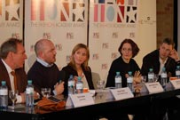 Dr. Ulrich Sacker, Project Initiator, Head of the main office Goethe-Institut Berlin, Germany; Alistair O´Neill, Research Fellow in Fashion History & Theory, Central Saint Martins, UK; Jenny Friedrich-Freksa, Host; Prof. Sibylle Klose, Pforzheim University, Germany; Carl Tillessen, Designer, FIRMA, Germany